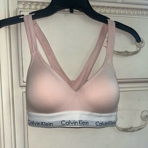 Calvin Klein Pink and White Seamless Sports Bra with padding, Size: Small